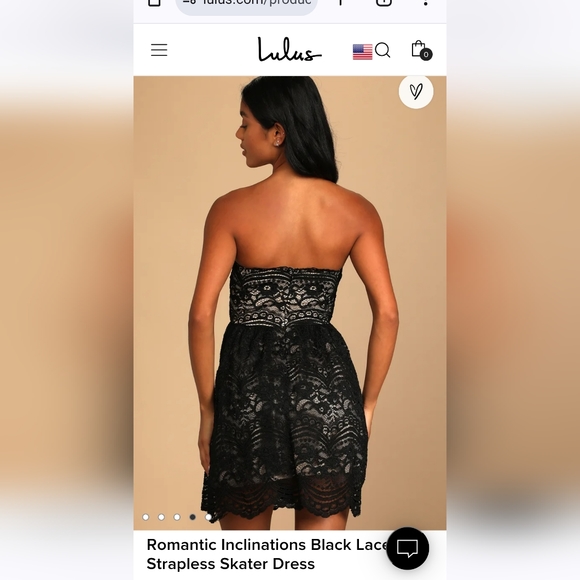 NWT Lulu's Black Lace Strapless Dress - Picture 4 of 7